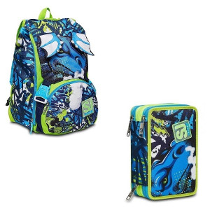 OFFERTA Kit Zaino + astuccio 3 zip Seven SJ Drago boy