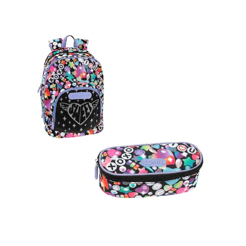 OFFERTA KIT zaino + astuccio tombolino Comix Special bright