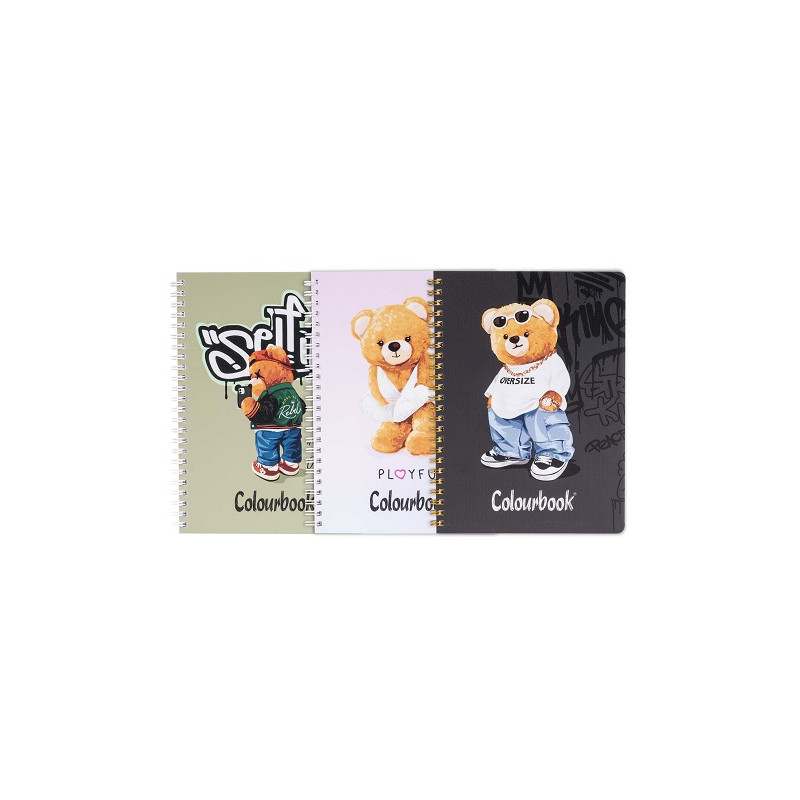 OFFERTA Quaderno Spiralato A5 5mm fUNNY AND BEARS Colourbook