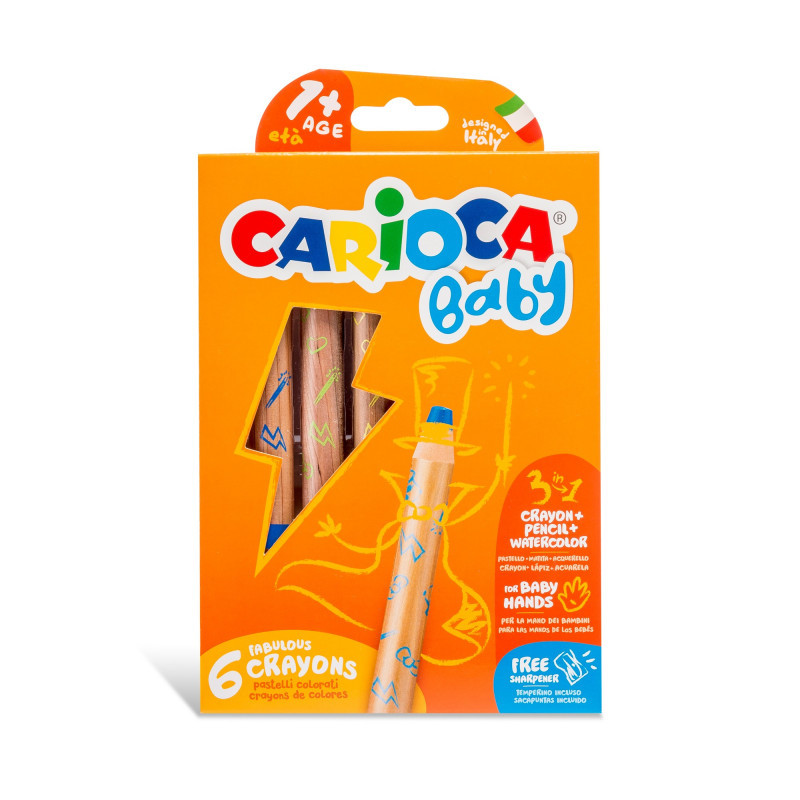 Pastelli PASTELLONI 3 IN 1 + TEMPERINO Carioca BABY- 6 PZ