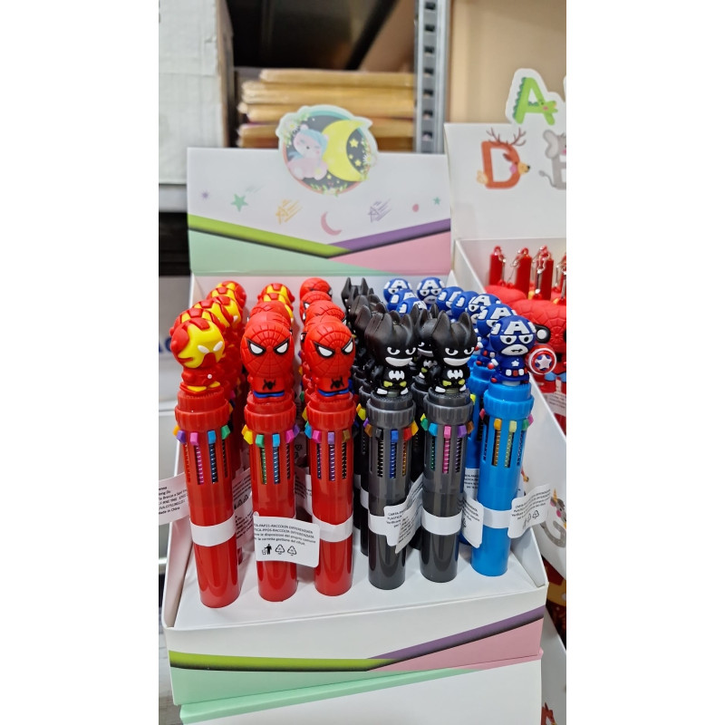 Penna 10 colori con gadget Super eroi
