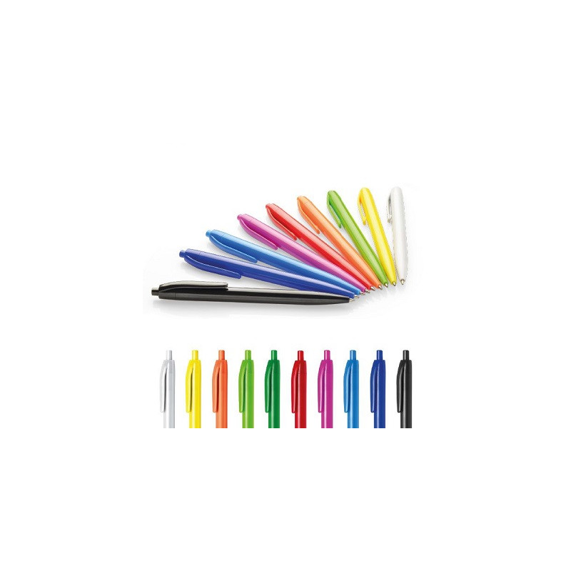 Penna a scatto punta 1mm colore blu colori fusto assortiti