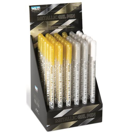 Penna gel oro - argento - bianca  1,00mm niji