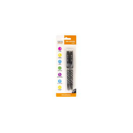 Penna tipo frixion nero cancellabile ricaricabile-con inchiostro gel termosensibile  2pz