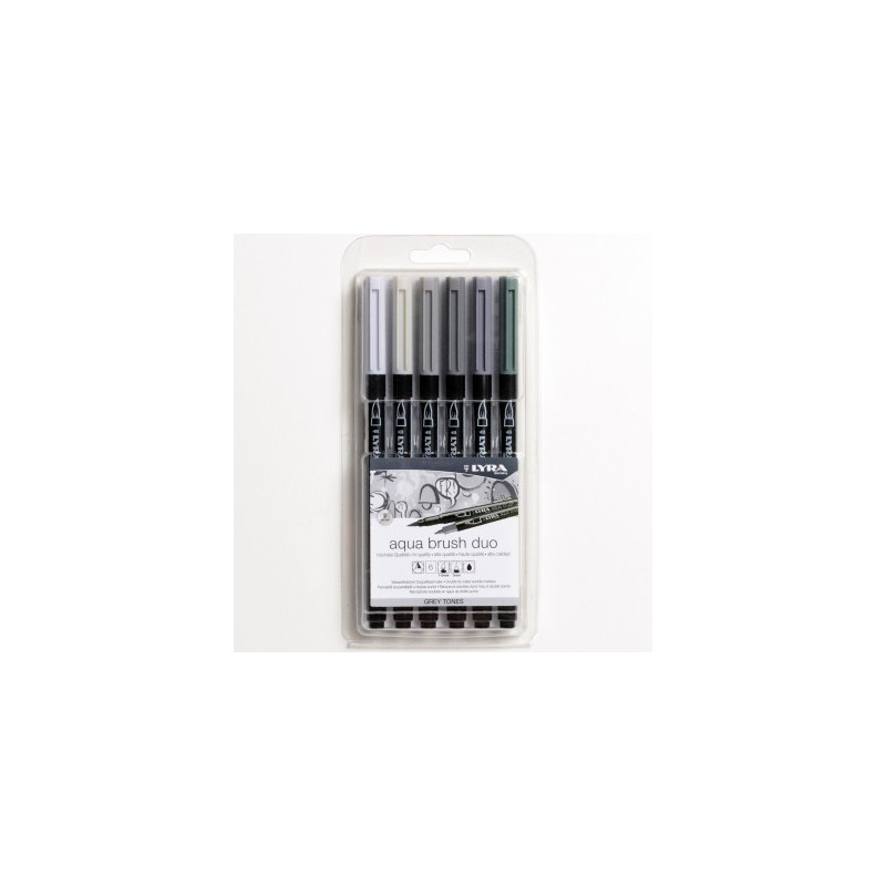 Pennarello doppia punta Aqua Brush Duo Lyra 6pz grey tones set