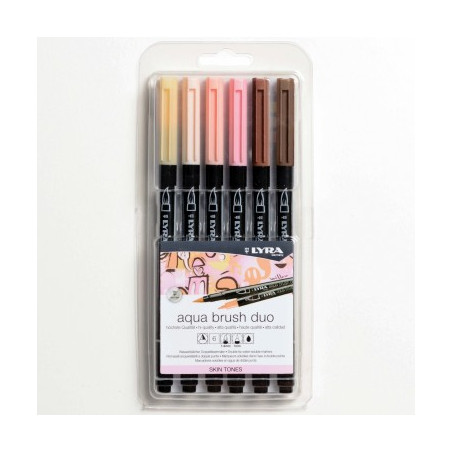 Pennarello doppia punta Aqua Brush Duo Lyra 6pz skin tones set