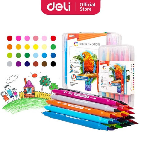 Pennarello doppia punta: brush + finlineer 12pz