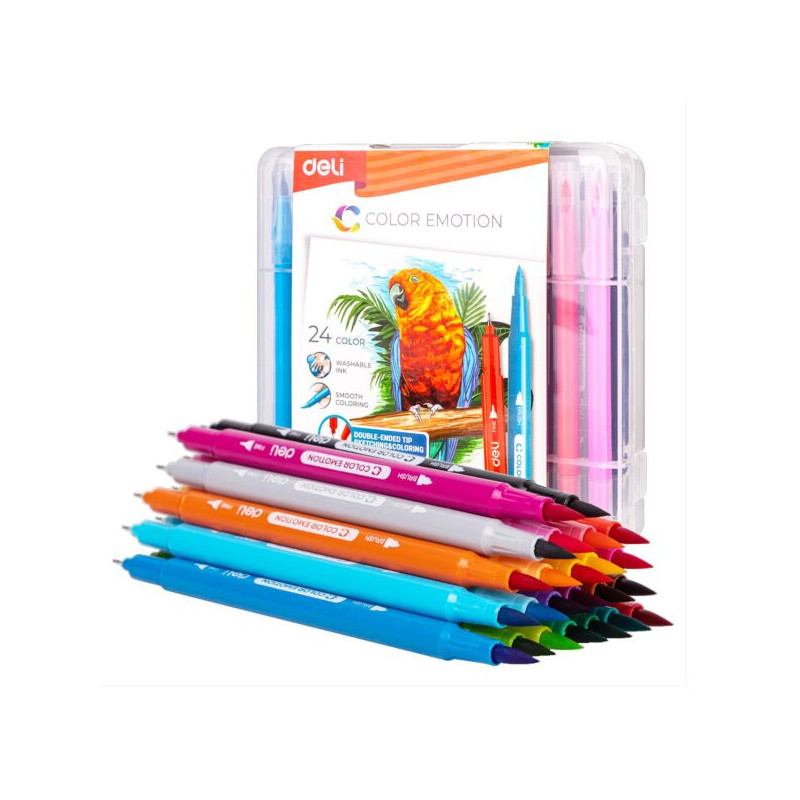 Pennarello doppia punta: brush + finlineer 24pz