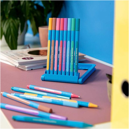 PENNE SCHNEIDER SLIDER edge xb 8 colori pastello con supporto + stencil