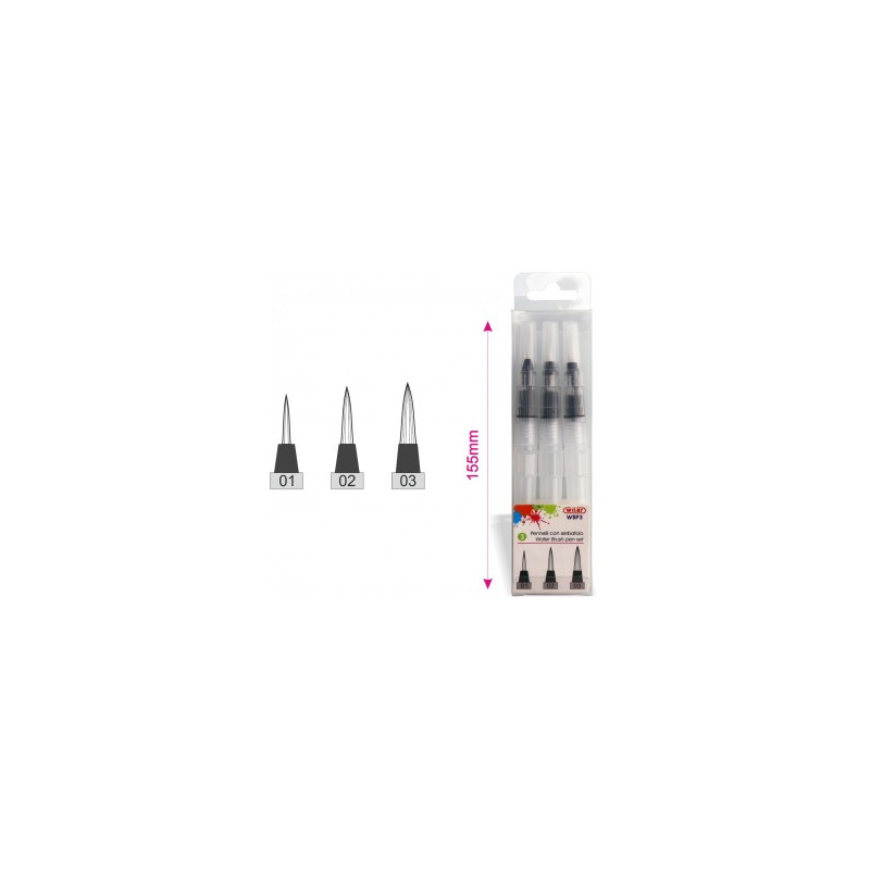Pennelli brush con serbatoio 3pz punte diverse
