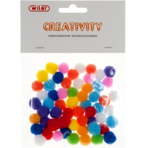 Pompons colori assortiti 15mm 60pz