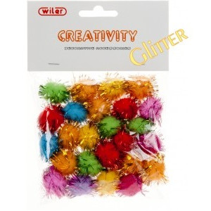 Pompons colori assortitiiglitter 20mm 25pz