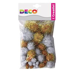 Pompons colori oro e argento 40pz