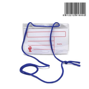 Porta badge orizzontale con cordoncino 112x80mm (in cf da 100pz)