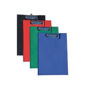 Porta blocco con molla con patta blu in similpelle