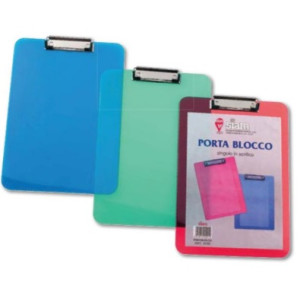 Porta blocco con molla singolo A4 acrilico trasparente rosso