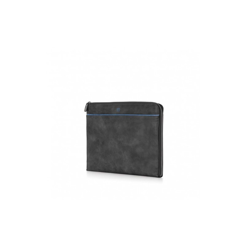 Porta blocco documenti sottobraccio in ecopelle In Tempo blue gate grigio fumo