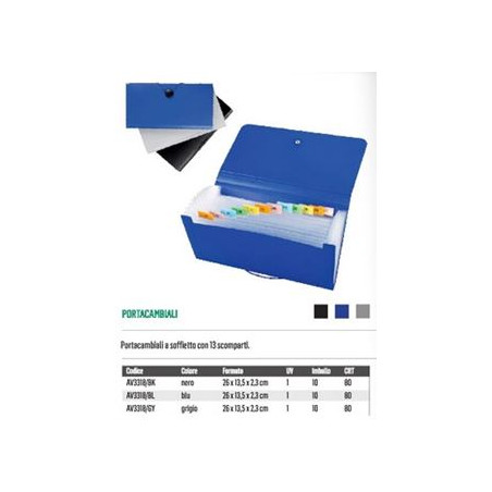 Portadocumenti a soffietto 13 tasche nero