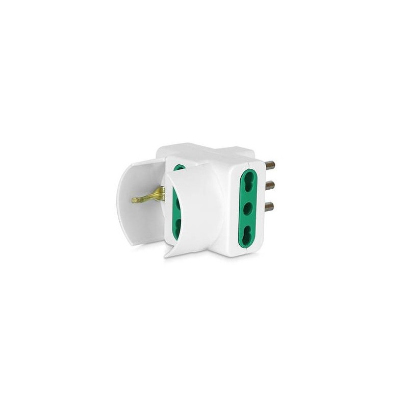 Adattatore triplo -spina 10a-2 prese bipasso +1 schuko