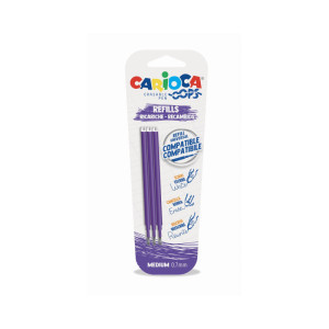 Refill Carioca viola tipo Frixion 0,7mm  3 pz. cancellabile ricaricabile-con inchiostro gel termosensibile- Carioca Oops