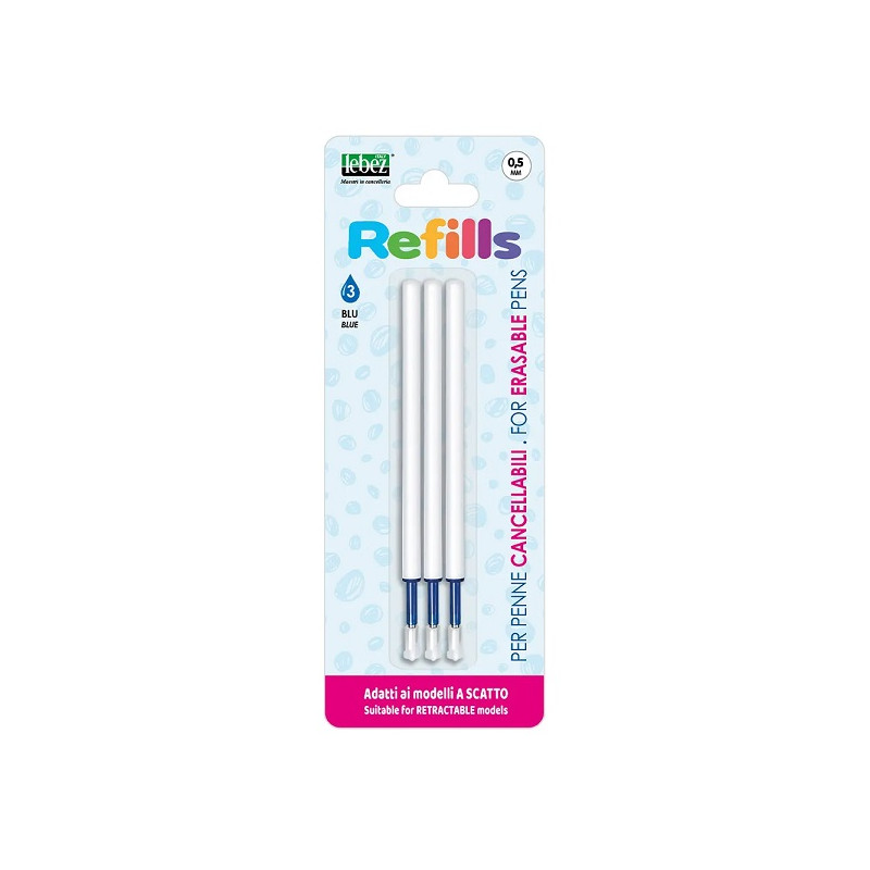 Refill per cancelline a scatto 3pz blu