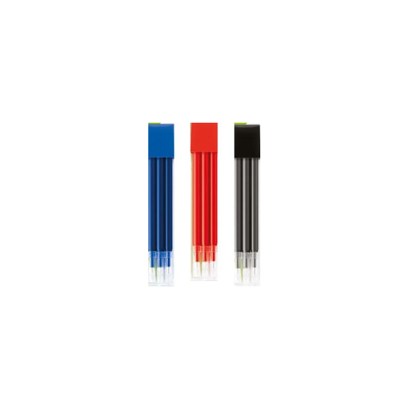 Refill tipo Frixion nero 3 pz. cancellabile ricaricabile-con inchiostro gel termosensibile