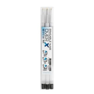 Refill tipo Frixion nero 3 pz. OVERX cancellabile ricaricabile-con inchiostro gel termosensibile