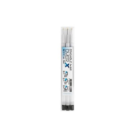 Refill tipo Frixion nero 3 pz. OVERX cancellabile ricaricabile-con inchiostro gel termosensibile