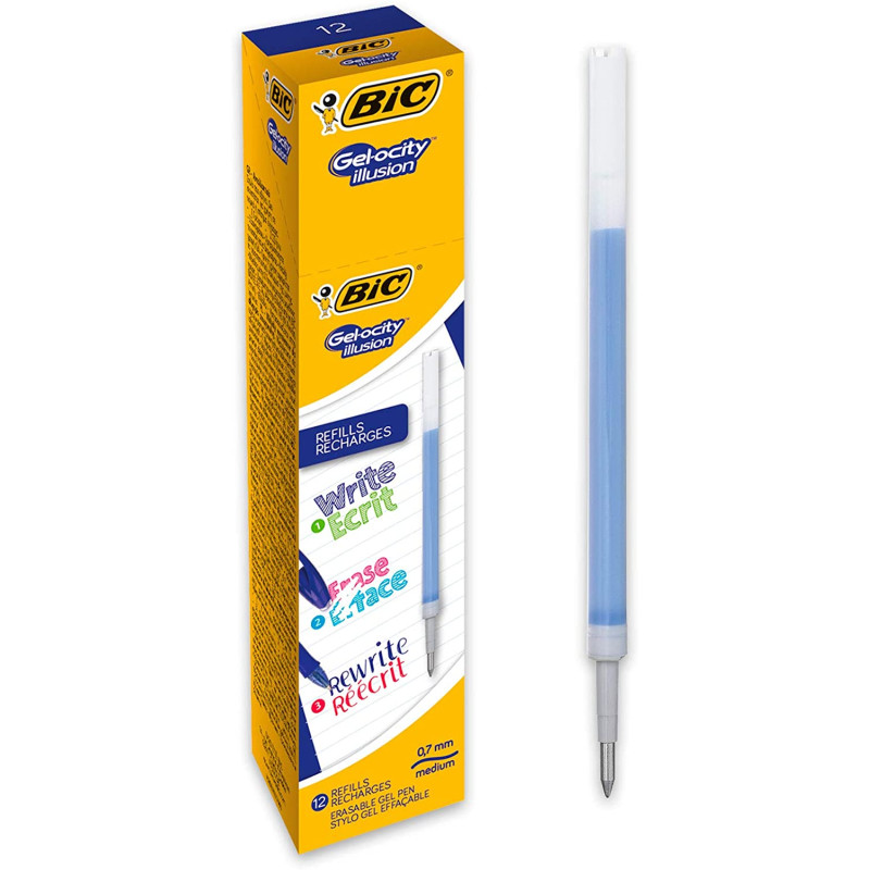 Refill x Penna cancellabile BIC Gelocity illusion 0,7 blu-con inchiostro gel termosensibile