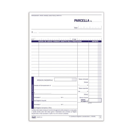 Registro degli onorari e parcella professionisti 2copie