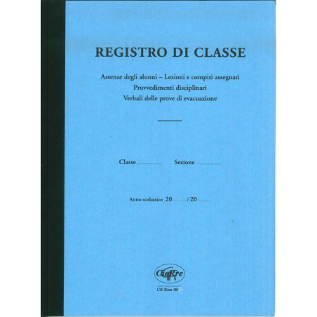 Registro di classe 8 ore 6 giorni scuole medie e superiori