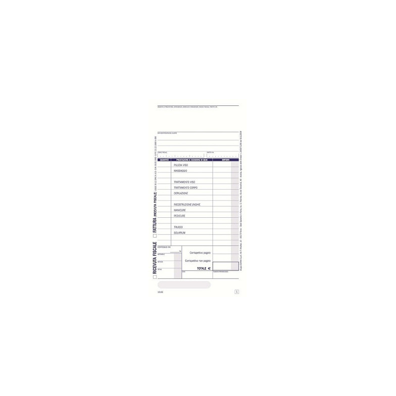 Ricevuta Fiscale / Fatture Centri Estetici 50x2 copie