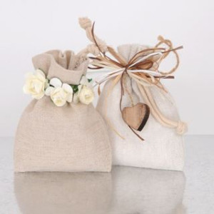 Sacchetti da confetti bomboniere avorio 10x15cm 4pz