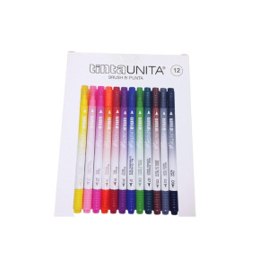 Scatola Brush Pen Bi Punta Tinta Unita 12 pz tratto marker e pennello colori