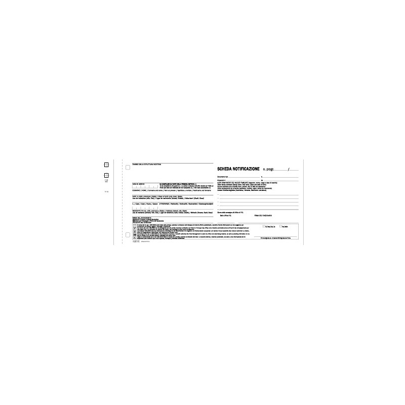 Schede notificazione delle persone alloggiate 3 copie 300pz