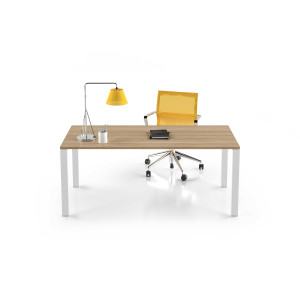 Scrivania con allungo dx/sx gamba ad U L200xP180xH75 gamba satinata e piano bianco