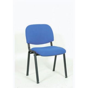 Sedia fissa per ufficio da attesa, seduta e schienale in tessuto blu.struttura in metallo,Misure d'ingombro.: 54x59xH79 cm