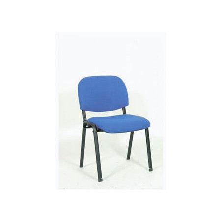 Sedia fissa per ufficio da attesa, seduta e schienale in tessuto blu.struttura in metallo,Misure d'ingombro.: 54x59xH79 cm