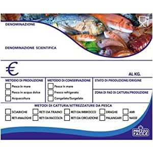 Segnaprezzo in PPL cancellabile 10pz con pennarello pesce 120x100
