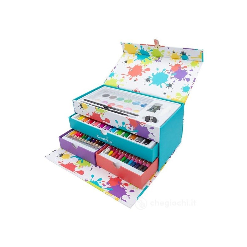SET ARTISTICO CON 54 PEZZI IN VALIGETTA TIPO BEAUTY CON CASSETTINI