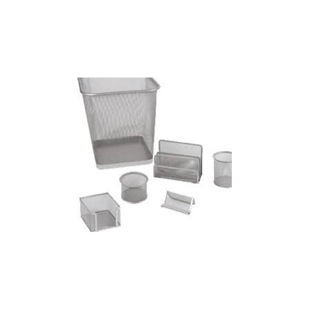 Set da scrivania metallico rete 6pz silver