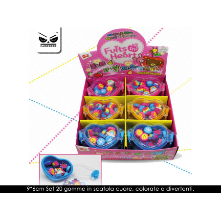 Set gommine in scatola cuore 12pz