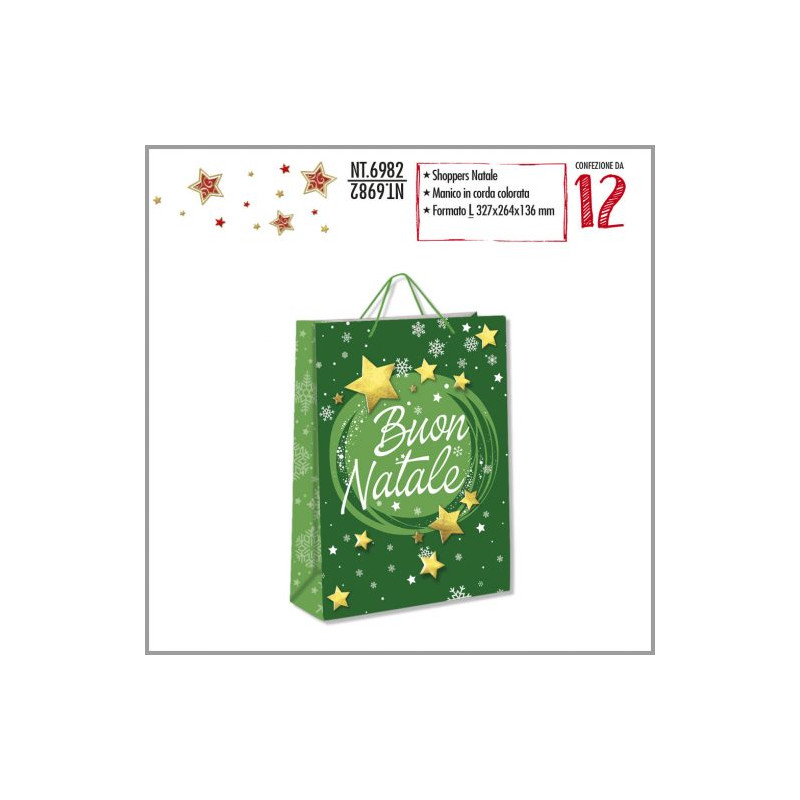 Shopper Buon Natale corona di stelle L
