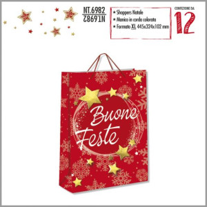 Shopper Buon Natale corona di stelle XL