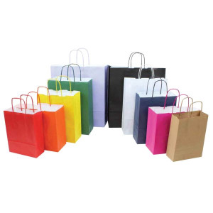 Shopper in carta vari colori 45X48X20 tinta unita con manico ritorto vari colori