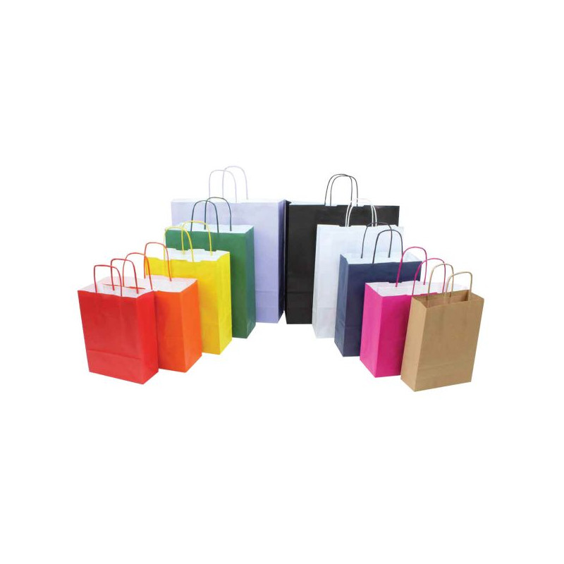 Shopper in carta vari colori 45X48X20 tinta unita con manico ritorto vari colori