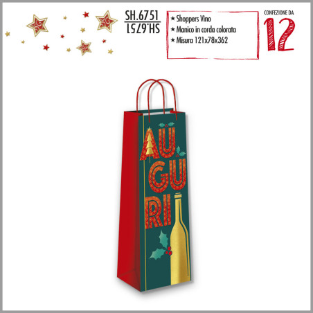 Shopper Natalizio f.to bottiglia