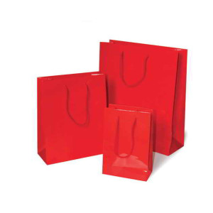 Shopper plastificato metallizzato rosso 16x8x24cm