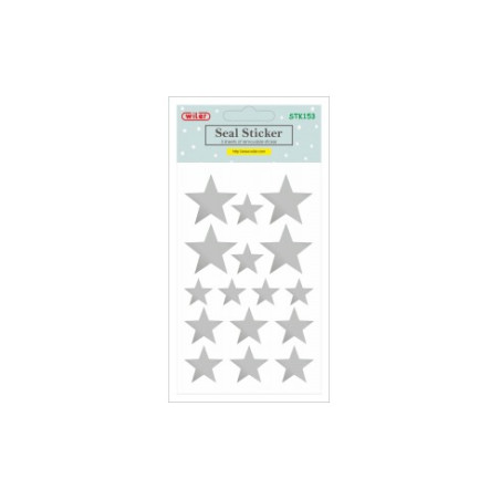 Stickers etichette in bustina stelle argento 3fg da 16