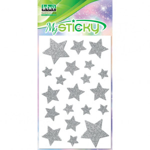 Stickers etichette stelle adesive  in gomma eva oro o argento
